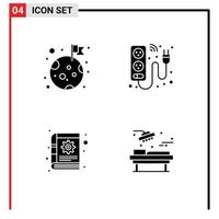 4 Creative Icons Modern Signs and Symbols of flag book planet electric gear Editable Vector Design Elements