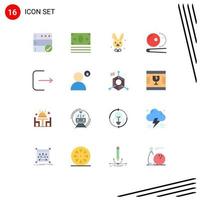 Flat Color Pack of 16 Universal Symbols of account multimedia easter logout snooker Editable Pack of Creative Vector Design Elements