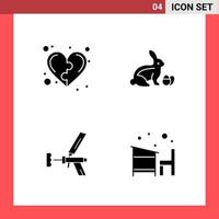 4 Icon Pack Solid Style Glyph Symbols on White Background. Simple Signs for general designing. vector