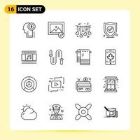 16 Creative Icons for Modern website design and responsive mobile apps. 16 Outline Symbols Signs on White Background. 16 Icon Pack. vector