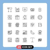 Modern Set of 25 Lines and symbols such as baht target product lock x Editable Vector Design Elements