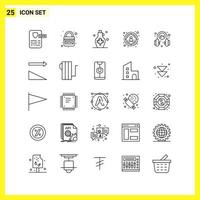 25 Icon Set. Simple Line Symbols. Outline Sign on White Background for Website Design Mobile Applications and Print Media. vector