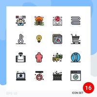 16 Universal Flat Color Filled Line Signs Symbols of weather temperature heart towel clean Editable Creative Vector Design Elements