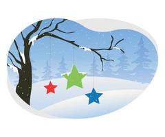 Star hanging on tree illustration. vector