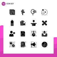 Pack of 16 creative Solid Glyphs of management finance room business relief Editable Vector Design Elements