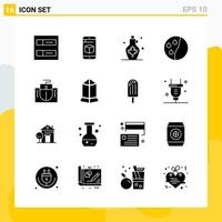 Collection of 16 Universal Solid Icons. Icon Set for Web and Mobile. vector