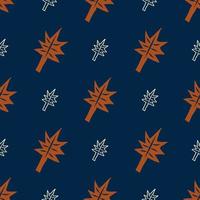 Leaf drawing pattern. Vintage color leaf drawing seamless pattern on blue background. Doodle leaf pattern for fabric, textile, home interior decoration elements, upholstery, wrapping. vector
