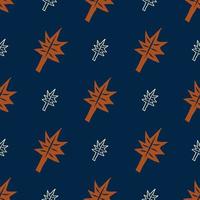 Leaf drawing pattern. Vintage color leaf drawing seamless pattern on blue background. Doodle leaf pattern for fabric, textile, home interior decoration elements, upholstery, wrapping. vector