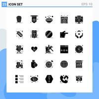 Set of 25 Modern UI Icons Symbols Signs for server digital lamp computer internet Editable Vector Design Elements