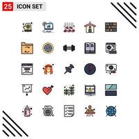 Set of 25 Modern UI Icons Symbols Signs for firewall cross decoration christian church Editable Vector Design Elements