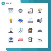 Universal Icon Symbols Group of 16 Modern Flat Colors of first award use cup lamppost Editable Pack of Creative Vector Design Elements