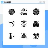 Stock Vector Icon Pack of 9 Line Signs and Symbols for machine down design right arrow refresh Editable Vector Design Elements