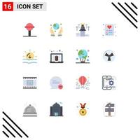 Set of 16 Modern UI Icons Symbols Signs for sunset nature up card shopping Editable Pack of Creative Vector Design Elements