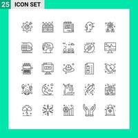 Set of 25 Modern UI Icons Symbols Signs for path forward oven business list Editable Vector Design Elements