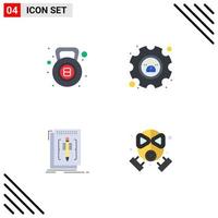 Set of 4 Vector Flat Icons on Grid for gym editor fitness user program Editable Vector Design Elements