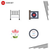 Editable Vector Line Pack of 4 Simple Flat Icons of finish spring healthcare flower circle Editable Vector Design Elements