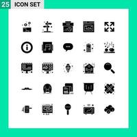 Modern Set of 25 Solid Glyphs Pictograph of http error error checkmark marketing economy Editable Vector Design Elements