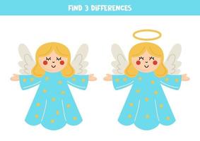 Find 3 differences between two cute angels. vector