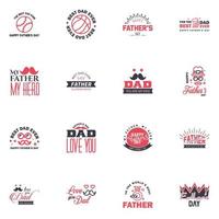 Happy fathers day 16 Black and Pink Typography set Vector typography Vintage lettering for greeting cards banners tshirt design You are the best dad Editable Vector Design Elements