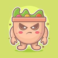 serious salad food character mascot with angry expression isolated cartoon in flat style design vector