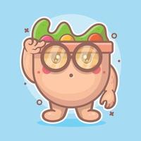 mascota de personaje de comida de ensalada inteligente con expresión de pensamiento dibujos animados aislados en diseño de estilo plano vector