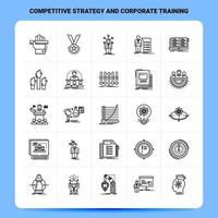 esquema 25 estrategia competitiva y entrenamiento corporativo conjunto de iconos diseño de estilo de línea vectorial conjunto de iconos negros paquete de pictogramas lineales web y diseño de ideas de negocios móviles ilustración vectorial vector