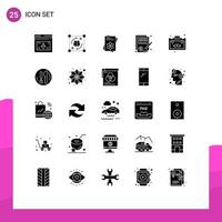 25 Thematic Vector Solid Glyphs and Editable Symbols of justice balance brain accuracy flower Editable Vector Design Elements