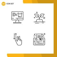 Universal Icon Symbols Group of 4 Modern Filledline Flat Colors of computer gestures shopping world up Editable Vector Design Elements