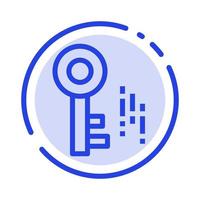 Internet Security Key Blue Dotted Line Line Icon vector