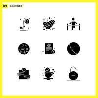 Modern Set of 9 Solid Glyphs Pictograph of doctor space exercise flag man Editable Vector Design Elements