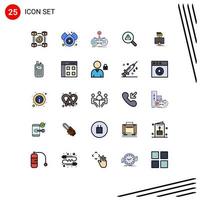 Universal Icon Symbols Group of 25 Modern Filled line Flat Colors of hacker view check search gaming Editable Vector Design Elements