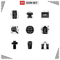 Pack of 9 Modern Solid Glyphs Signs and Symbols for Web Print Media such as education world blocks seo chart Editable Vector Design Elements