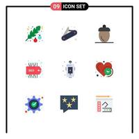 9 Flat Color concept for Websites Mobile and Apps danger tag acorn seo green Editable Vector Design Elements