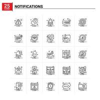 25 notificaciones conjunto de iconos de fondo vectorial vector