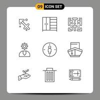 Universal Icon Symbols Group of 9 Modern Outlines of male support fun service customer Editable Vector Design Elements