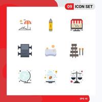 User Interface Pack of 9 Basic Flat Colors of sponge cleaning online room rack Editable Vector Design Elements