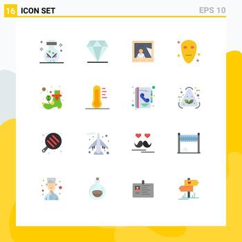 User Interface Pack of 16 Basic Flat Colors of leprechaun boot picture space alien Editable Pack of Creative Vector Design Elements