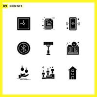 Modern Set of 9 Solid Glyphs Pictograph of sharing devices phone computer smart Editable Vector Design Elements