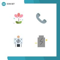 Mobile Interface Flat Icon Set of 4 Pictograms of flower patient spring phone radiology Editable Vector Design Elements