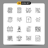 16 Black Icon Pack Outline Symbols Signs for Responsive designs on white background 16 Icons Set vector