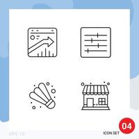 Set of 4 Modern UI Icons Symbols Signs for arrow game report layout market Editable Vector Design Elements