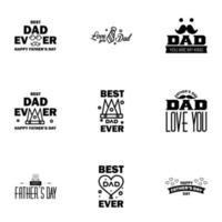 9 Black Happy Fathers Day Design Collection A set of twelve brown colored vintage style Fathers Day Designs on light background Editable Vector Design Elements