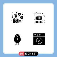 Group of 4 Solid Glyphs Signs and Symbols for businessman easter finance travel happy Editable Vector Design Elements