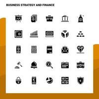 25 conjunto de iconos de estrategia empresarial y finanzas plantilla de ilustración de vector de icono de glifo sólido para ideas web y móviles para empresa comercial