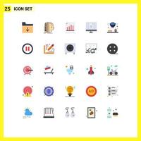 Flat Color Pack of 25 Universal Symbols of school internet document education sheet Editable Vector Design Elements