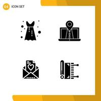 4 Creative Icons Modern Signs and Symbols of blouse frock love navigation gps islam Editable Vector Design Elements