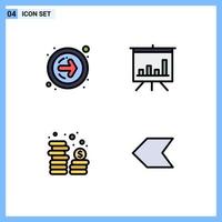 Stock Vector Icon Pack of 4 Line Signs and Symbols for forward arrow currency analytics cash pointer Editable Vector Design Elements