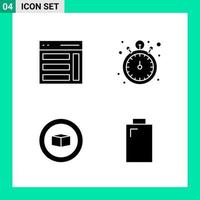 Pack of 4 Solid Style Icon Set Glyph Symbols for print Creative Signs Isolated on White Background 4 Icon Set vector