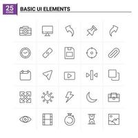 25 Basic Ui Elements icon set vector background