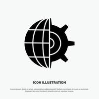 Gear Globe Setting Business solid Glyph Icon vector